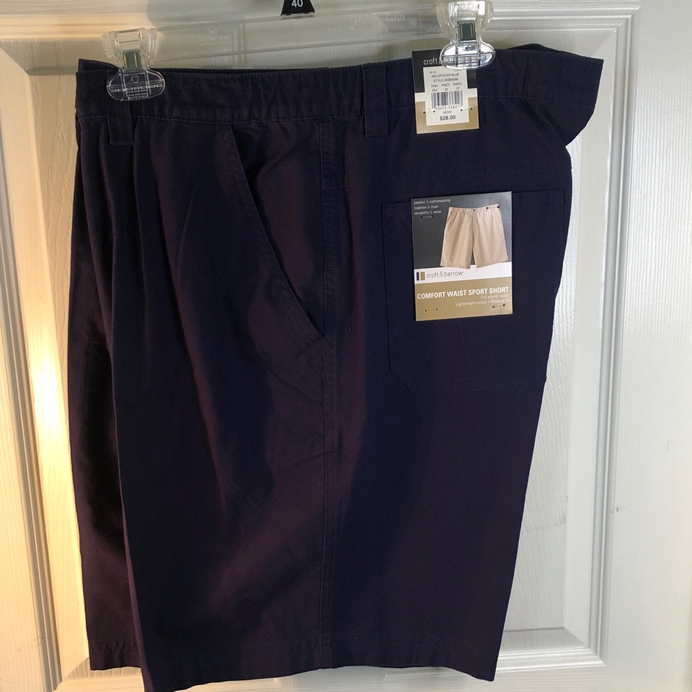 Croft & Barrow Men's Navy Flat Front Comfort Waist Sport Short